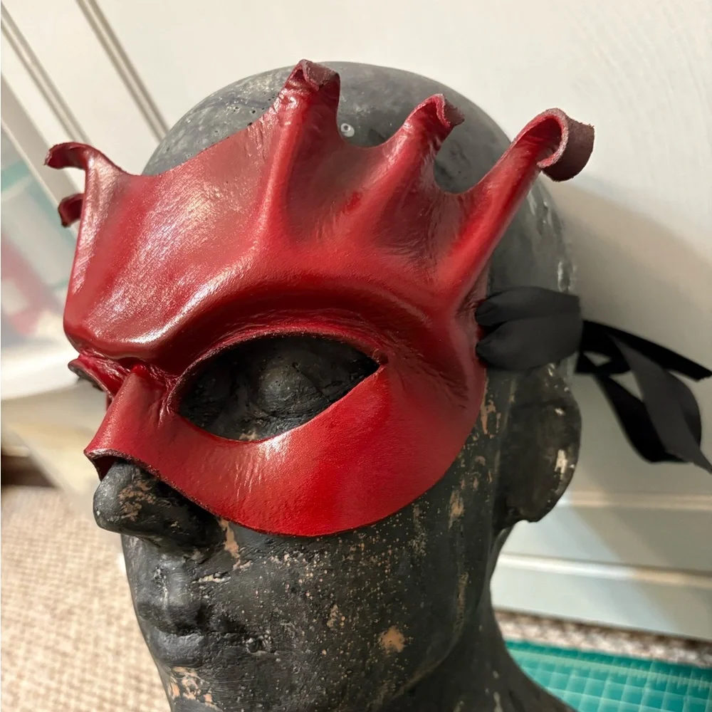 Red Leather Masquerade Mask